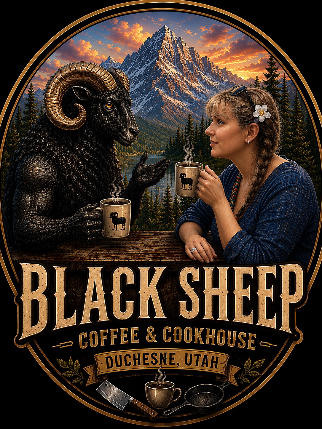 Black Sheep Coffee and Cookhouse artwork, Duchesne, Utah